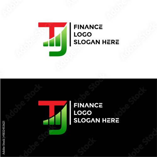 Letter TJ Logo Design on Financial Chart Vector Template