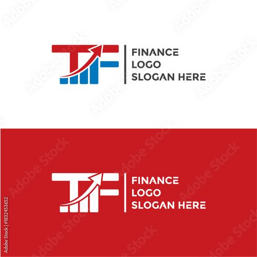 Letter TF Logo Design on Financial Chart Vector Template