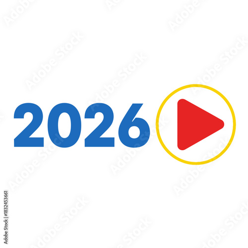 Forward arrow integrated into 2026 typography, progress, moving ahead, business growth and future-focused concept design