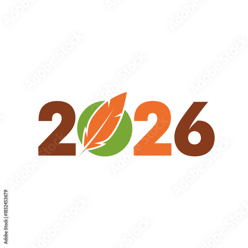 2026 typography with leaf accents, sustainability, eco growth, green business and environmentally conscious new year concept