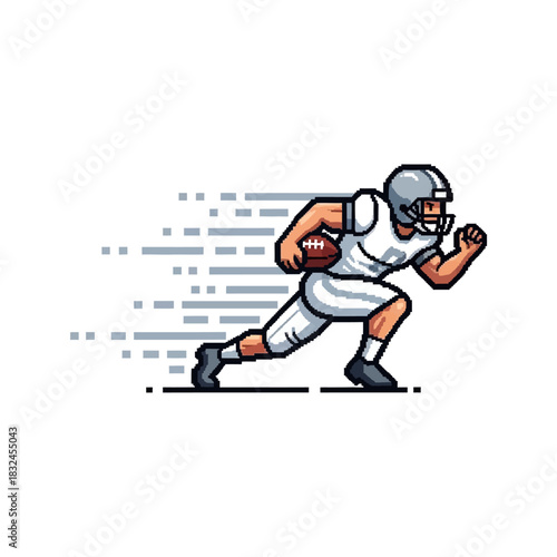 American Football Player in Motion, Illustrative Action Shot of Athleticism and Sport