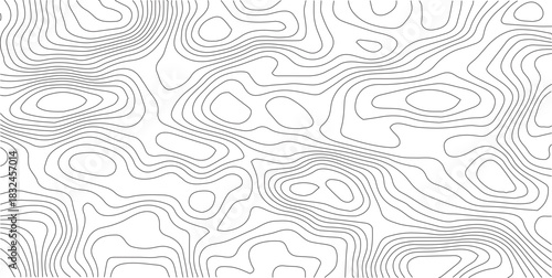 The black grey on white contours vector topography stylized height of the lines. The concept of a conditional geography scheme and the terrain path. Ultra wide. Map vector terrain Illustration.	