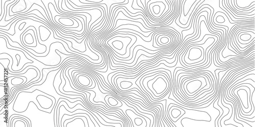 The black grey on white contours vector topography stylized height of the lines. The concept of a conditional geography scheme and the terrain path. Ultra wide. Map vector terrain Illustration.	