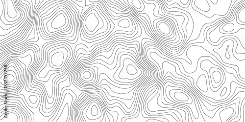 The black grey on white contours vector topography stylized height of the lines. The concept of a conditional geography scheme and the terrain path. Ultra wide. Map vector terrain Illustration.	