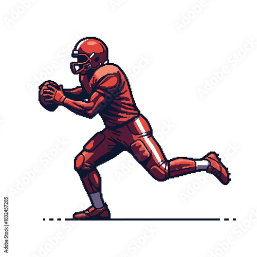 American football player running with the ball, determined to win