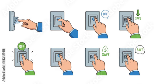 Switch control sequence with save and off actions