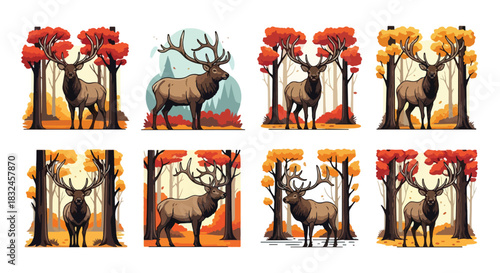 Majestic elk in autumn forest scene