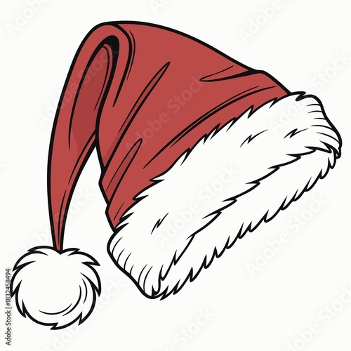 Santa hat red christmas cap with fur trim and pompom for winter holiday