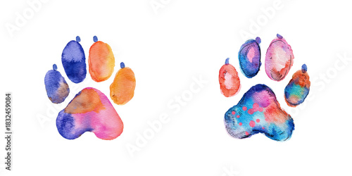 dog paw footprint watercolor vector illustration