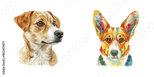 dog head watercolor vector illustration