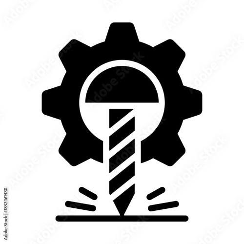 Machining Icon - Solid Black