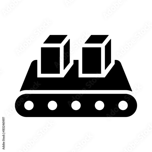 Conveyor Belt Icon - Solid Black