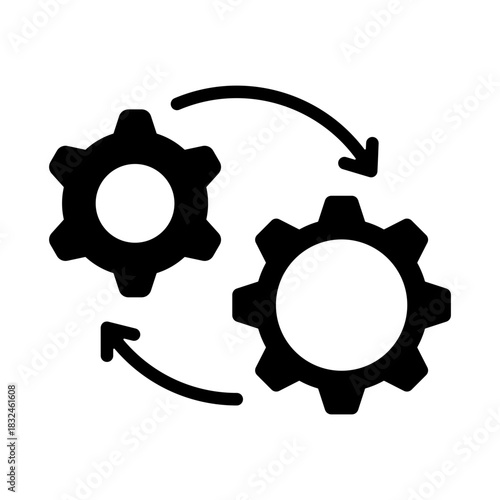 Process Flow Icon - Solid Black