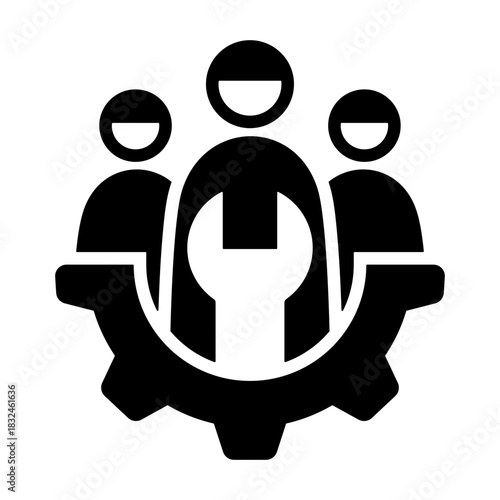 Maintenance Crew Icon - Solid Black