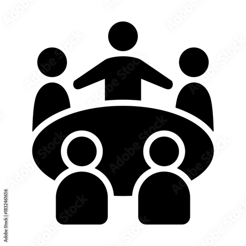 Team Meeting Icon - Solid Black