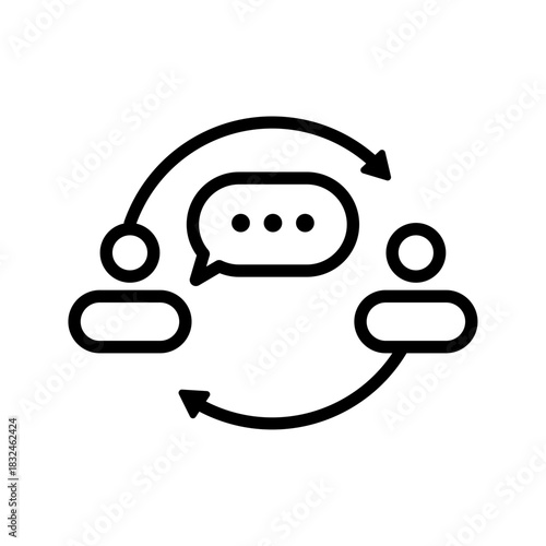 Outline People Communication Dialogue Skills Icon

