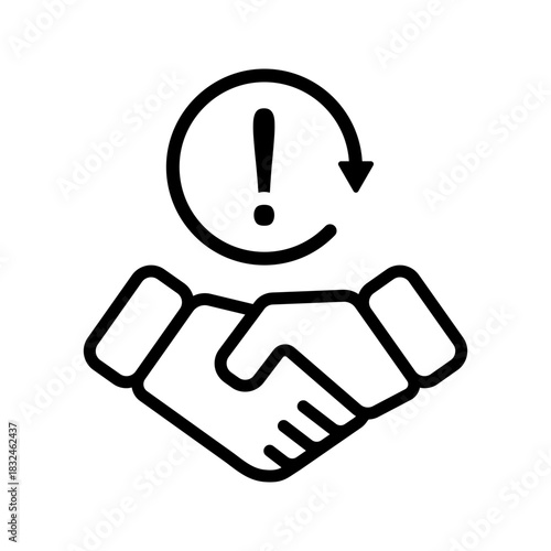 Outline Handshake Conflict Resolution Warning Icon
