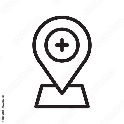 Precise Hospital Location icon collection featuring clear healthcare and map symbols for clinics, emergency services, and navigation