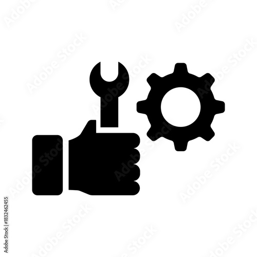 Hand Wrench Gear Hands On Work Flat Icon
