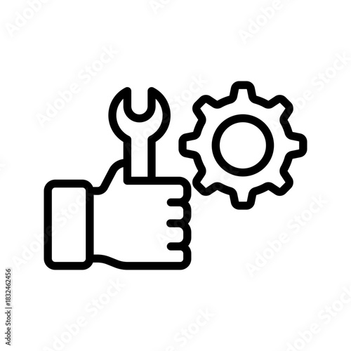 Outline Hand Wrench Gear Practical Skill Icon
