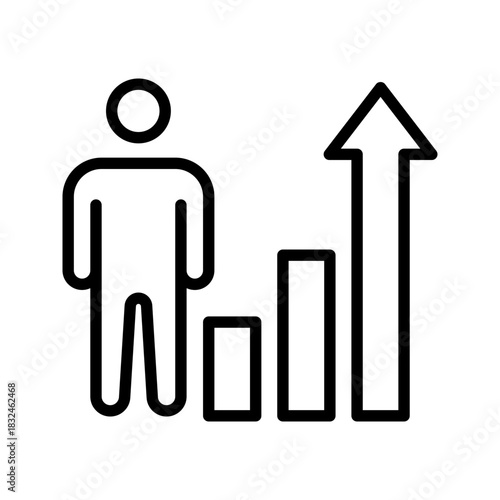 Outline Skill Level Up Arrow Progress Line Art Icon
