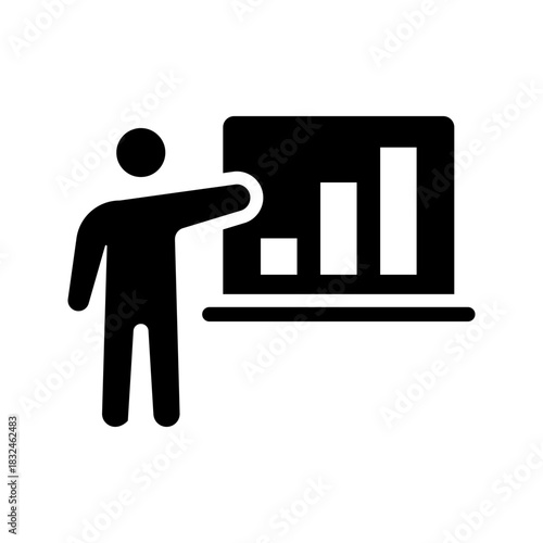 Trainer Man Presentation Bar Chart Flat Icon
