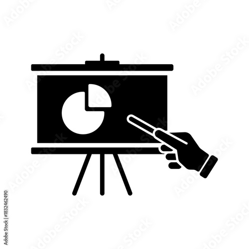 Hand Pointer Pie Chart Presentation Board Flat Icon
