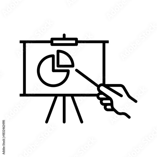 Outline Hand Pointer Pie Chart Presentation Icon
