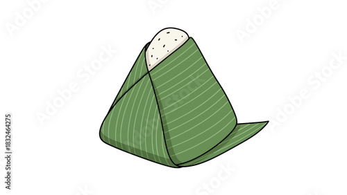 Triangle Rice Ball Wrapped in Green Leaf sweet dessert indonesian food lupis traditional