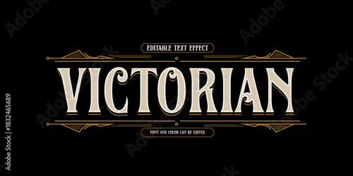 Victorian Editable Text Effect - Vintage Engraving Style Typography with Decorative Frame and Golden Accents