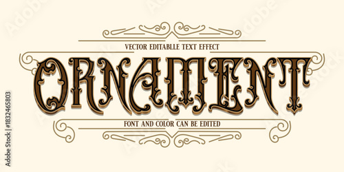 Ornament Text Effect Vector | Editable Vintage Decorative Font Style