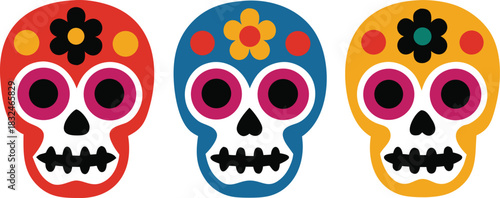 Animal paw print vector illustration and human skull icon symbol of death design