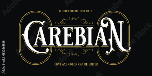 Elegant Vintage Carebian Text Effect - Editable Vector Logo Title