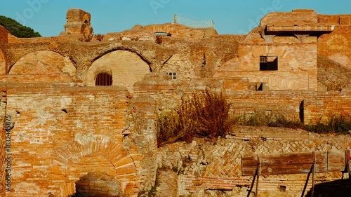 The ruins of Ostia Antica, the old port of Rome, Lazio, Italy, dating back to the 7th century BC