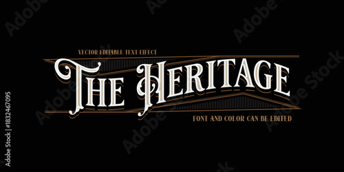 Vintage "The Heritage" Editable Text Effect Vector
