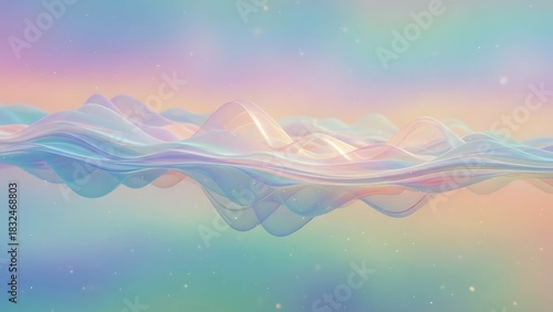 Experience the Serenity of a Dreamscape with Pastel Waves and Sparkling Light, Perfect for Calming Backgrounds and Modern Designs, Evoking Peace and Tranquility