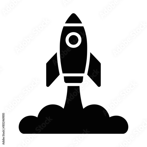rocket launching glyph icon