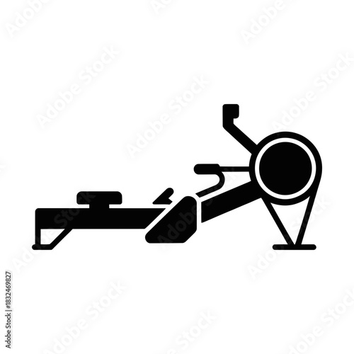 rowing machine glyph icon symbol for cardio exercise and strength fitness equipment