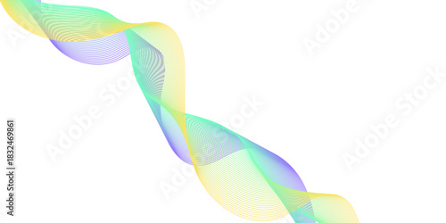 Abstract colorful smoke and wave design with smooth flowing lines and a bright rainbow pattern