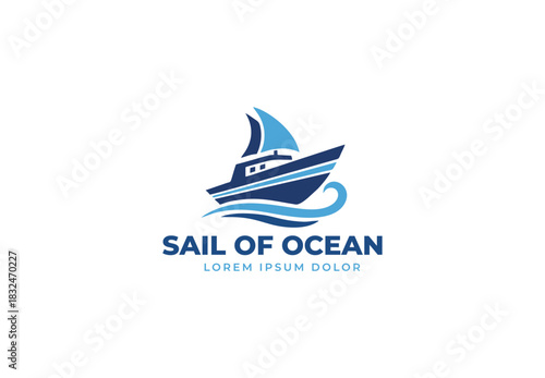 Boat  sailing ocean Logo design for your company branding