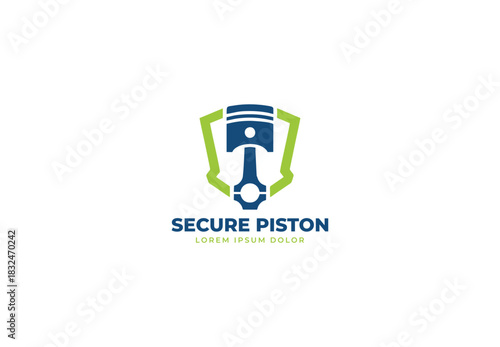 Piston with shield Logo design for your company branding