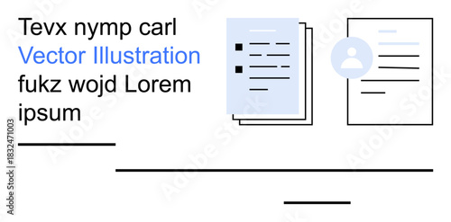 Business tools, team management, data organization, file sharing, user profiles, digital processes. Various documents and a user icon. Business tools and team management concept