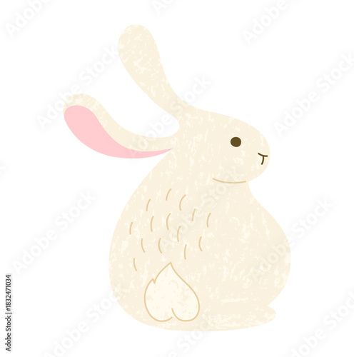 Rabbit or hare texture vector illustration. Cute adorable bunny for Happy Easter card, postcard, invitation, poster, stationery. Cartoon comic whimsical rabbit animal Easter symbols concept