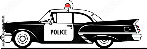 Vintage Police Car Illustration Classic American Law Enforcement
