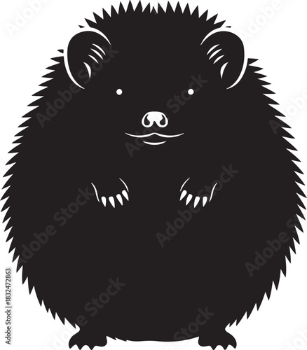 A simple and cute hedgehog silhouette illustration on a clean white background, a graphic design element for animal themes, nature, and pet concepts.
