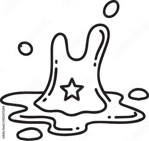 Whimsical blob monster with star design, cute cartoon doodle for kids' illustrations, stickers and playful designs, originally a scalable vector graphic