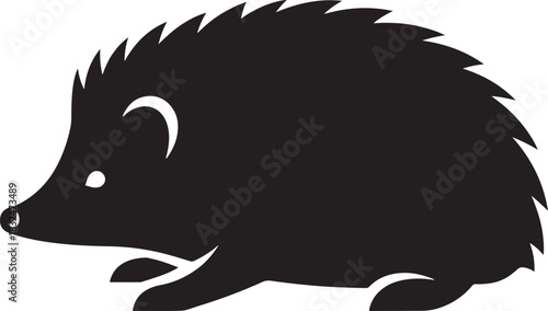 Hedgehog silhouette icon vector illustration isolated on transparent background, simple black forest animal symbol design for web, mobile app, wildlife concepts