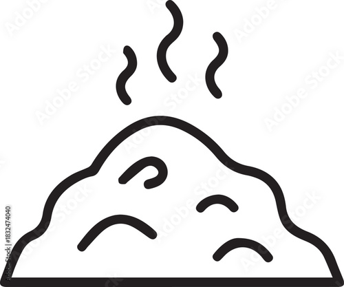 Simple line art illustration of steaming pile, great for agriculture, compost, or waste management themes originally from scalable vector graphics