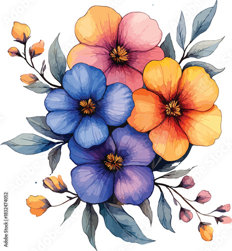 Seamless vector design of pink hibiscus blossoms and spring garden flowers in a vase on white and blue backgrounds featuring a vintage floral nature pattern for summer wallpaper decoration