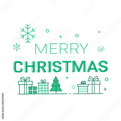 Merry Christmas text. Xmas calligraphic inscription. Christmas handwritten lettering. Xmas text isolated on white for postcard, poster, banner design element. vector style